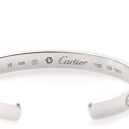 Cartier 18K White Gold 1 Diamond LOVE Cuff Bracelet 16 4 of 5
