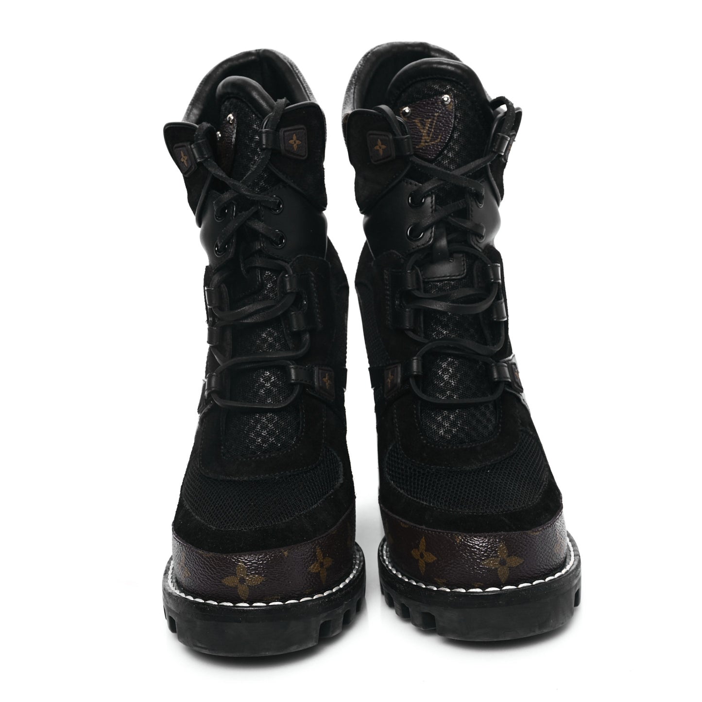 Suede Calfskin Monogram Star Trail Ankle Boots 39.5 Black