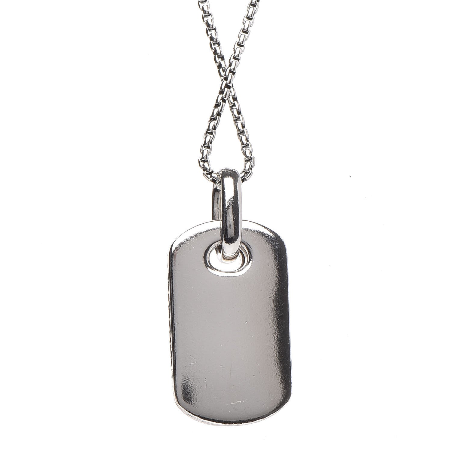 David Yurman Sterling Silver Black Onyx Diamond Small Dog Tag Necklace 5 of 6