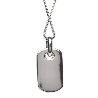 David Yurman Sterling Silver Black Onyx Diamond Small Dog Tag Necklace 5 of 6