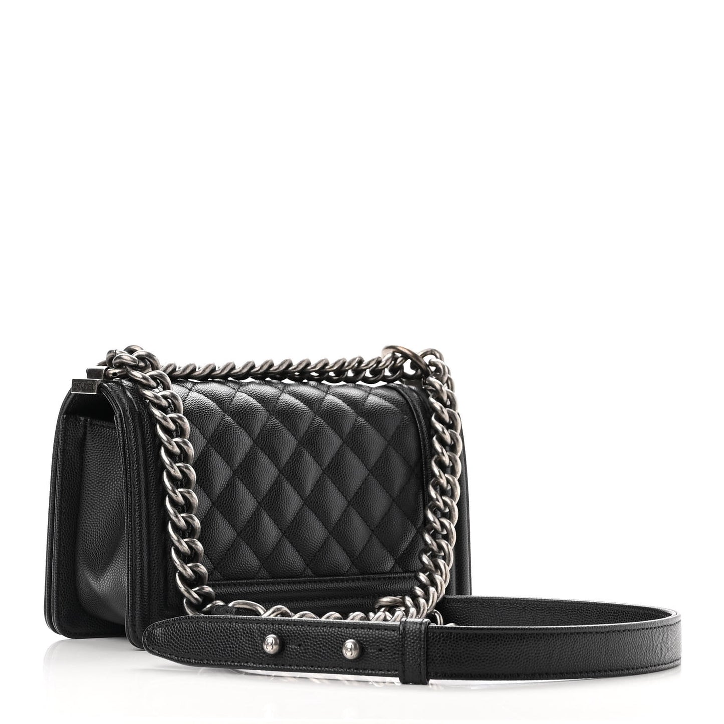 Caviar Quilted Small Boy Flap Black