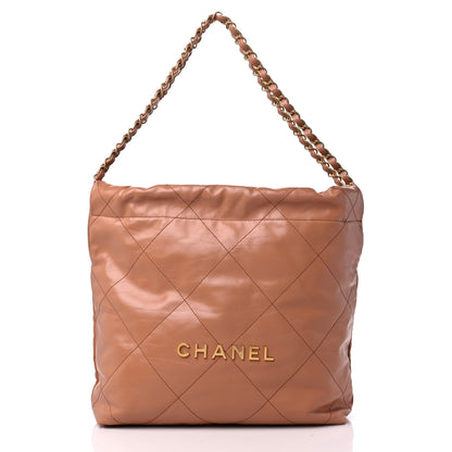 Chanel Shiny Calfskin Quilted Small Chanel 22 Camel 3 of 12