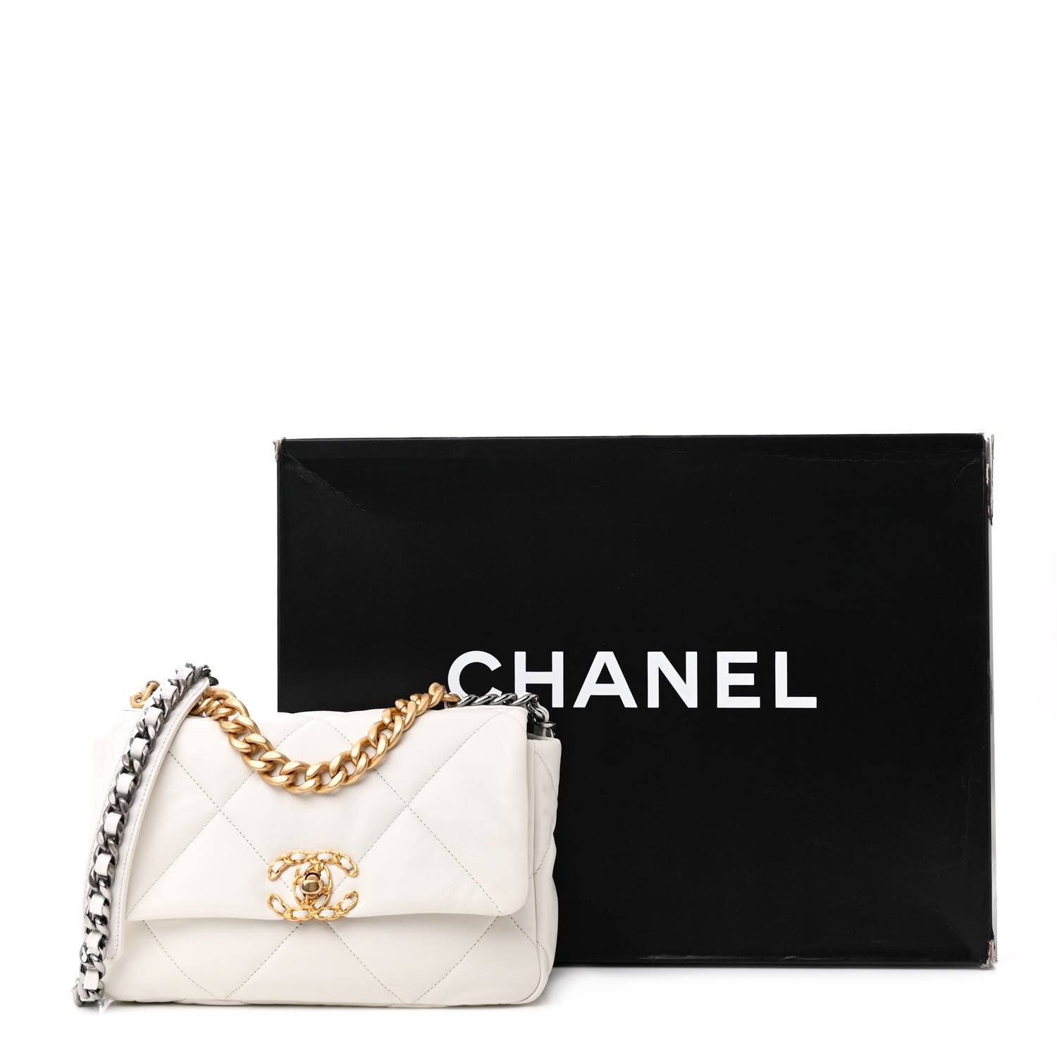 Chanel Lambskin Quilted Medium Chanel 19 Flap White 15 of 15