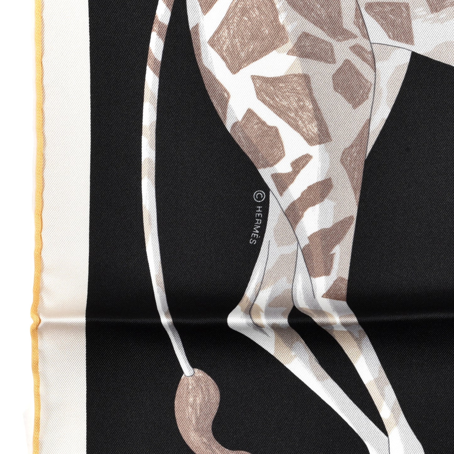Silk Story Scarf 90 Marron Black Jaune Multicolor
