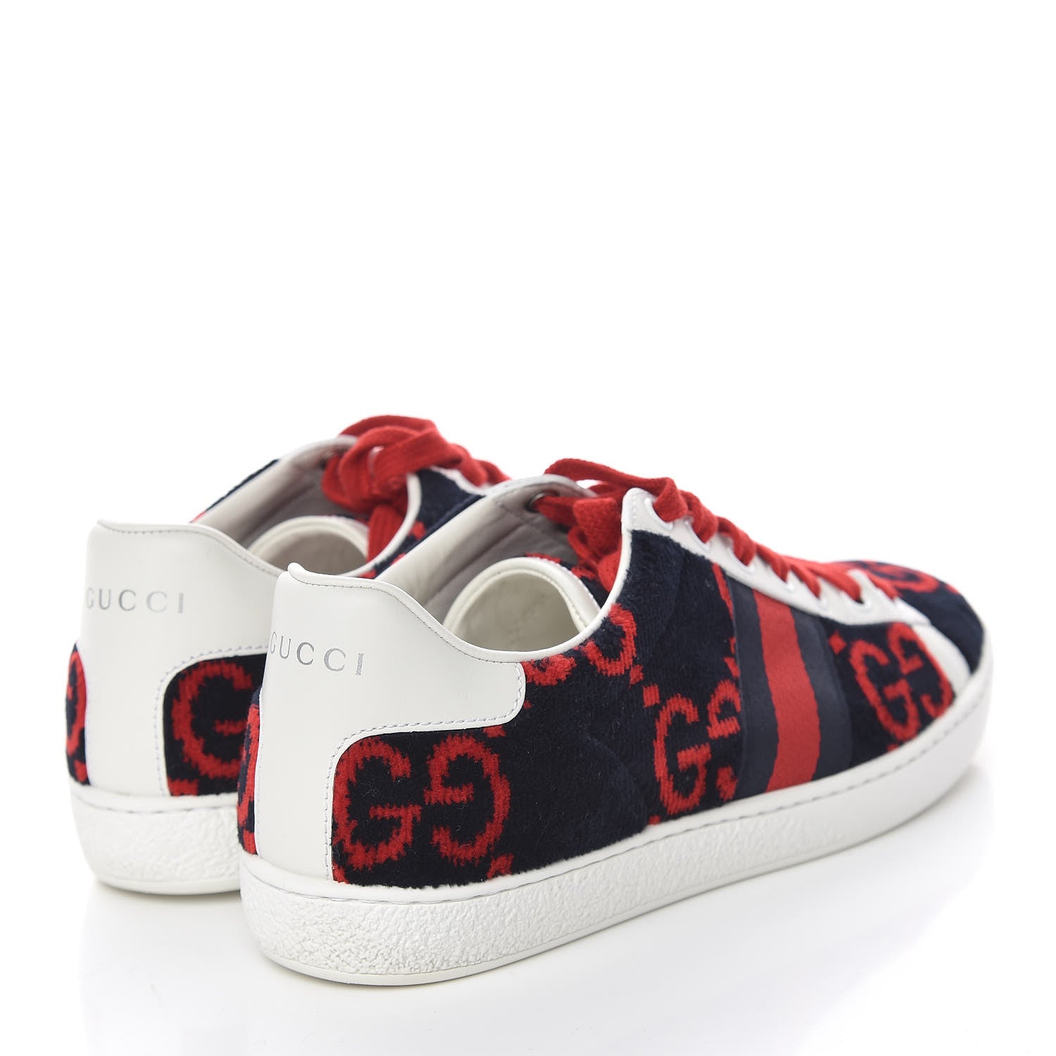 Gucci Terry Cloth GG Monogram Web Womens Ace Sneakers 36.5 Blue Red 4 of 13