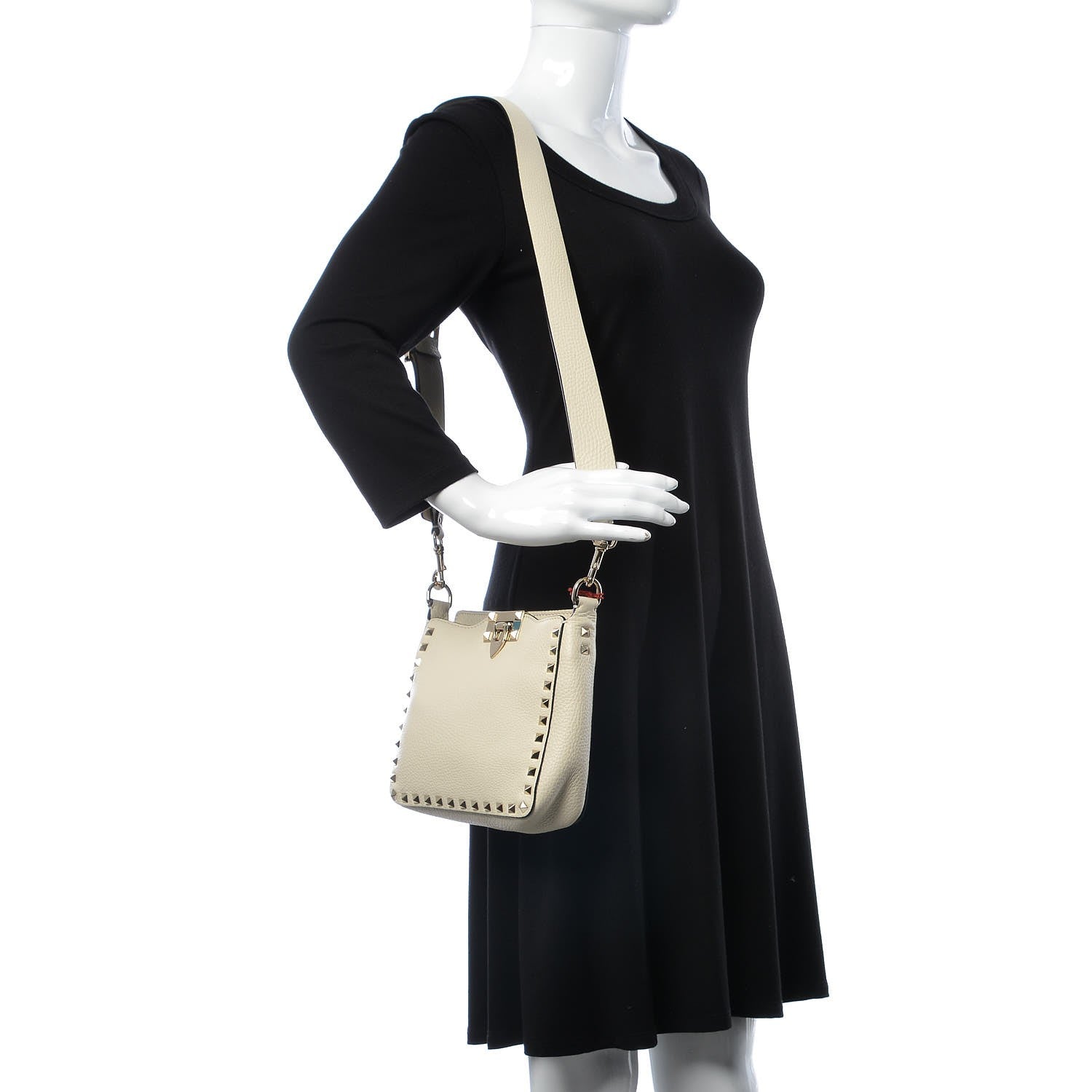 Valentino Garavani Pebbled Calfskin Mini Rockstud Flip-Lock Messenger Bag Light Ivory 2 of 6