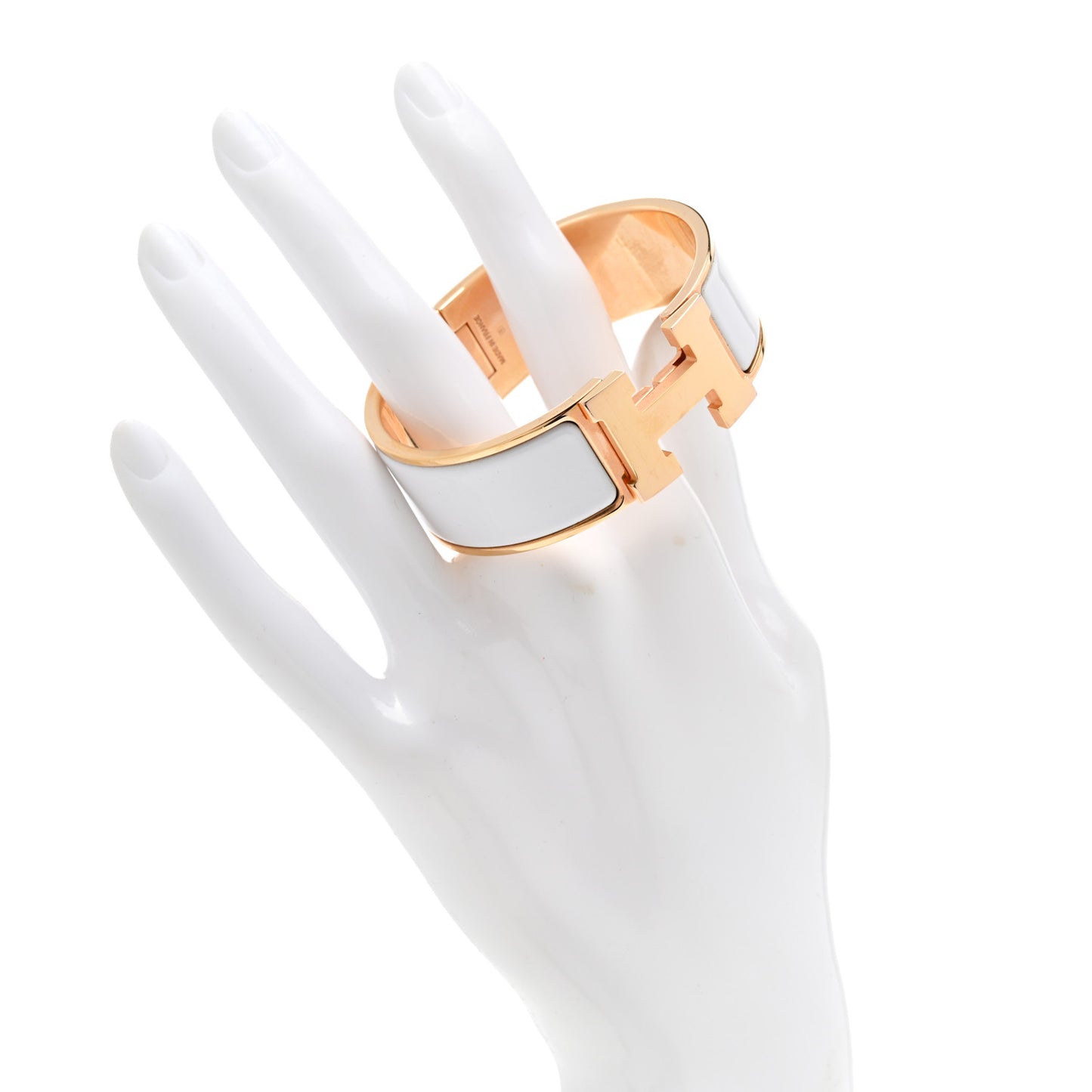 Enamel Wide Clic Clac H Bracelet GM White