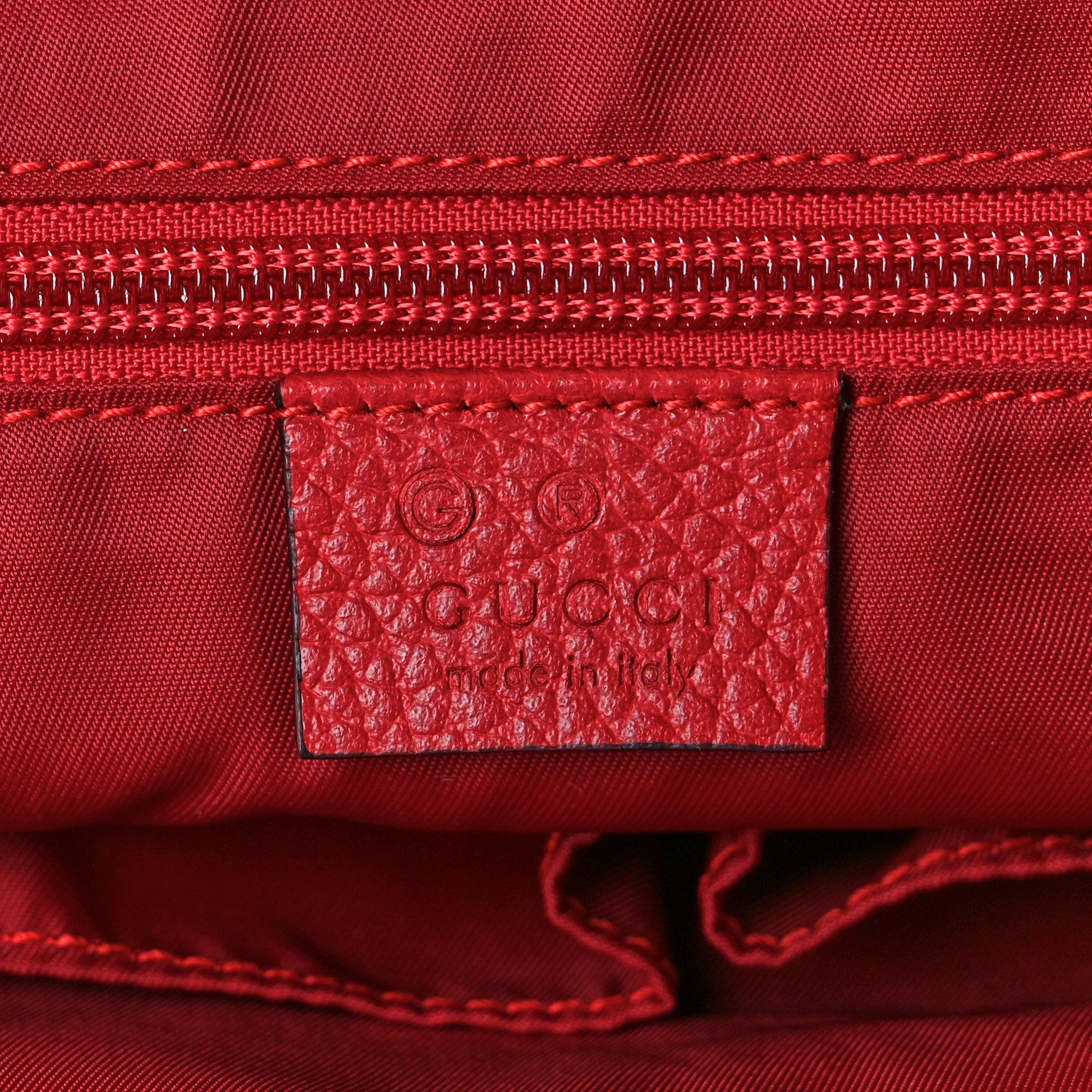 Gucci Nylon Monogram Dollar Calfskin Medium Light Double Buckle Backpack Vibrant Red 6 of 9