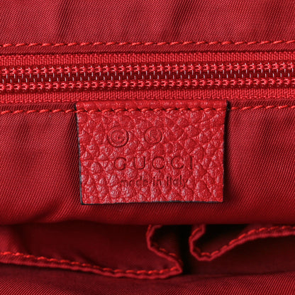 Gucci Nylon Monogram Dollar Calfskin Medium Light Double Buckle Backpack Vibrant Red 6 of 9