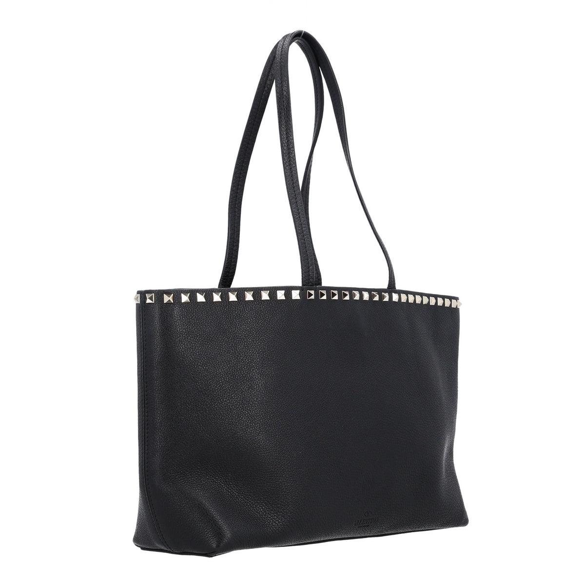 Valentino Garavani Grained Calfskin Small Rockstud Shoulder Tote Black 2 of 8