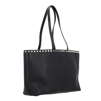 Valentino Garavani Grained Calfskin Small Rockstud Shoulder Tote Black 2 of 8