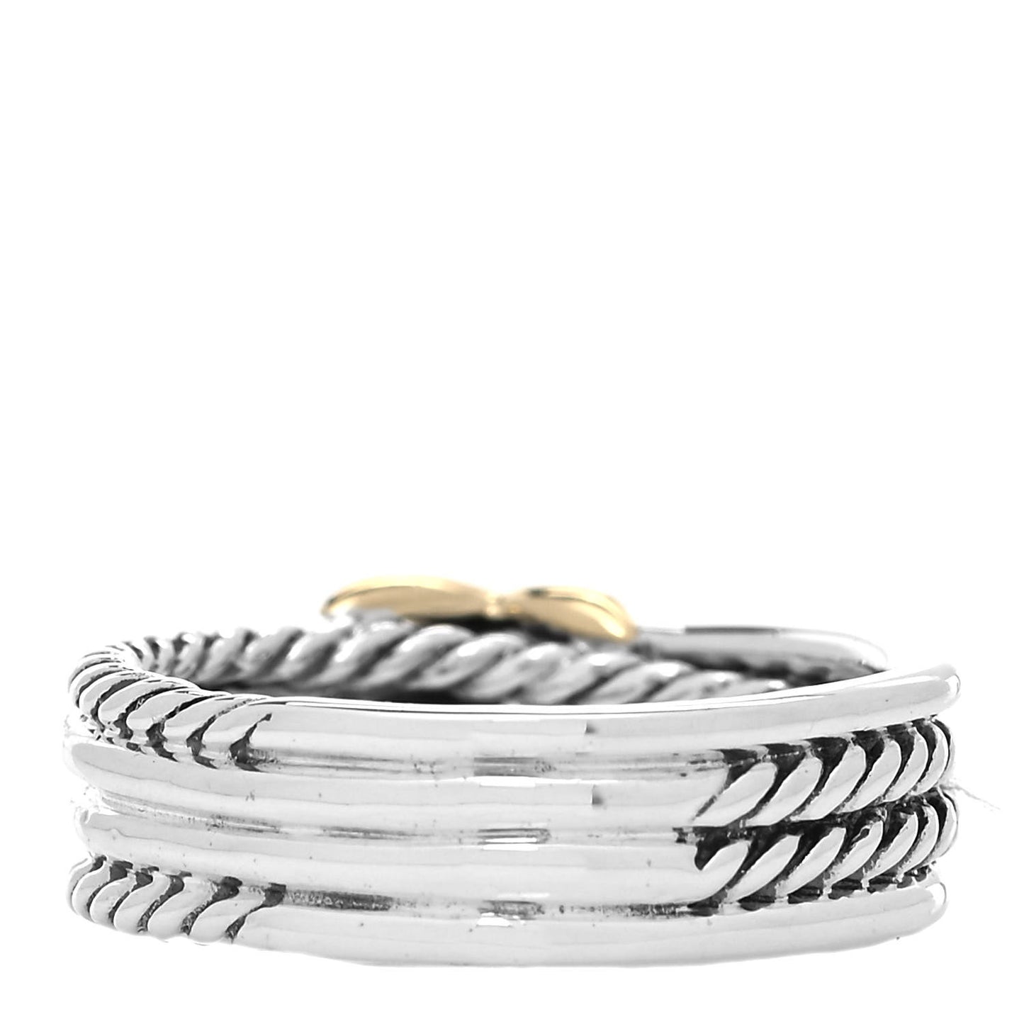 Sterling Silver 18K Yellow Gold 6mm X Crossover Ring 55 7.25