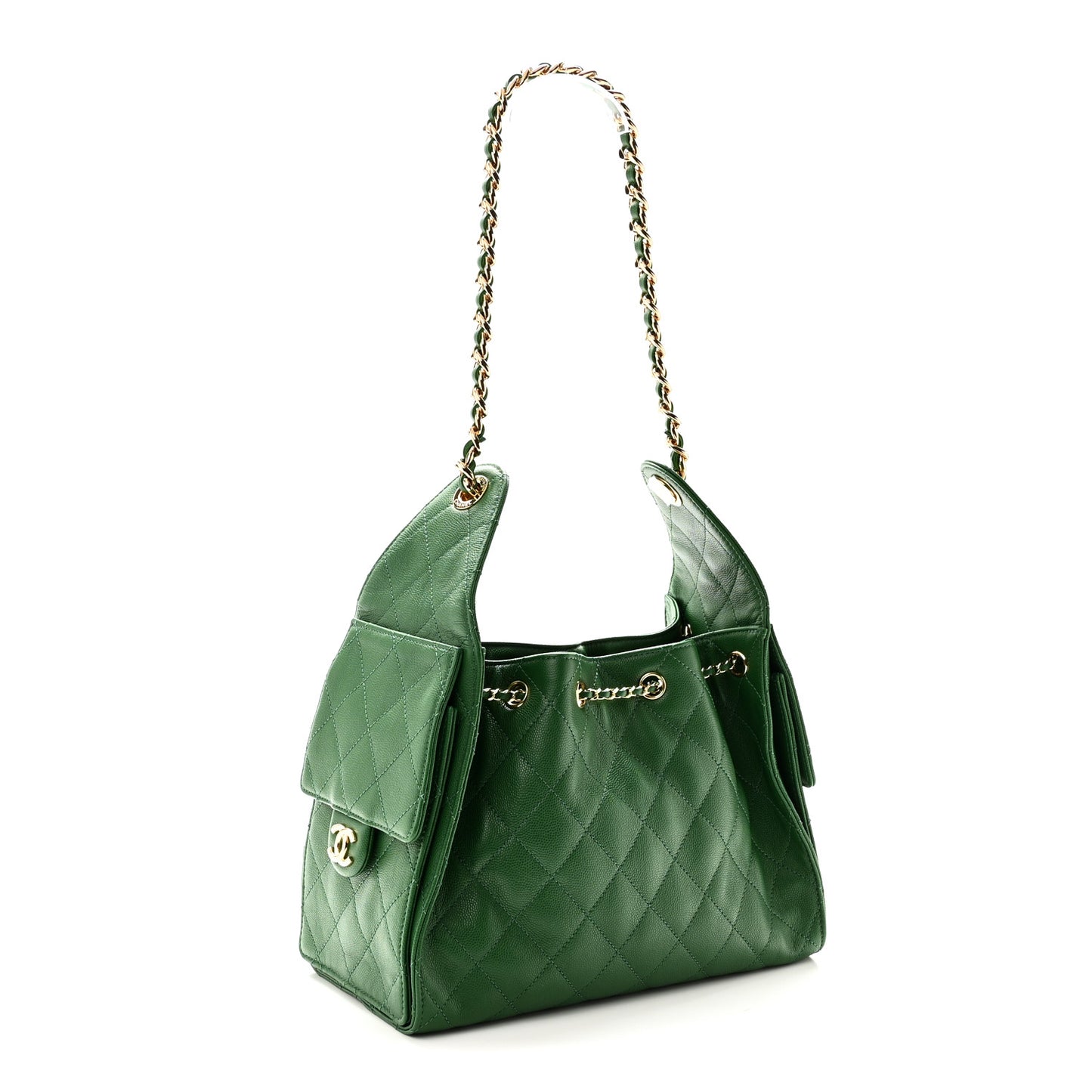 Caviar Quilted Small Chanel 25 Handbag Green