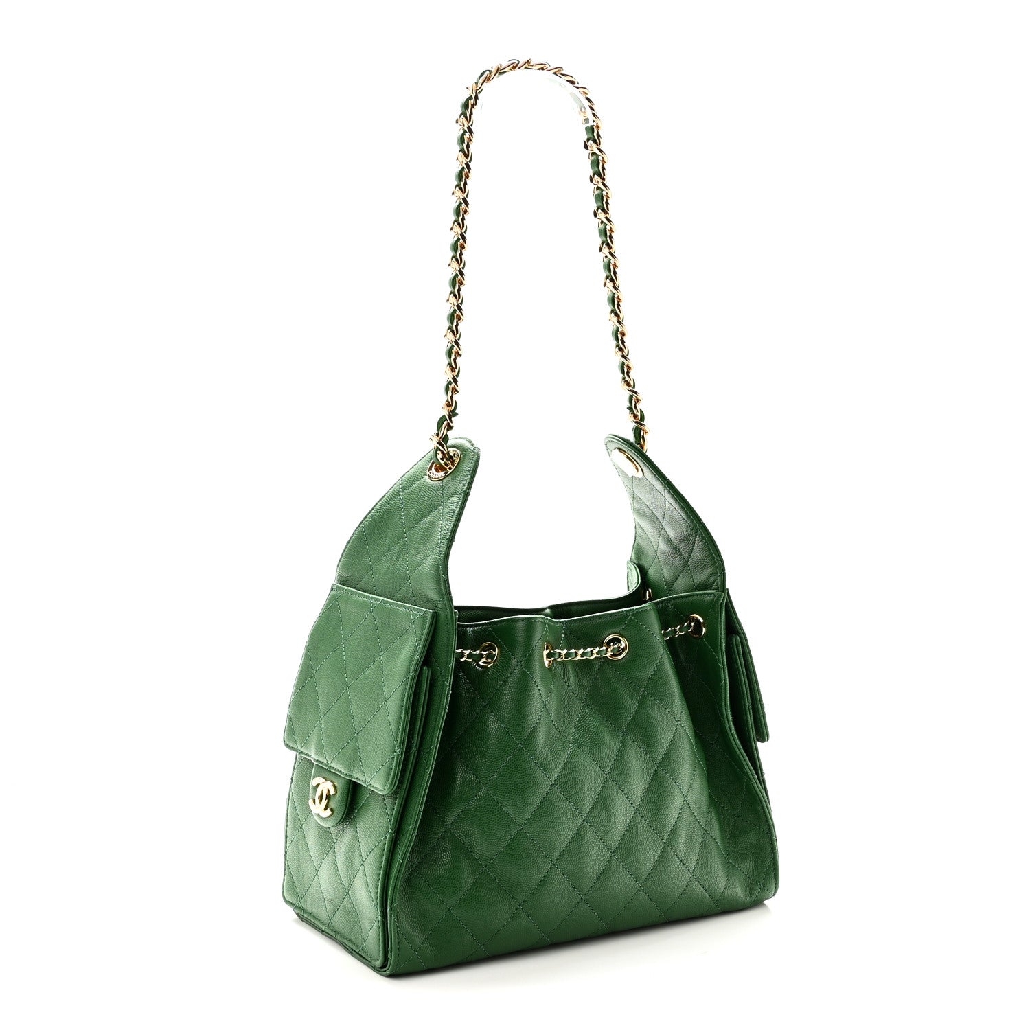 Chanel Caviar Quilted Small Chanel 25 Handbag Green 3 of 10