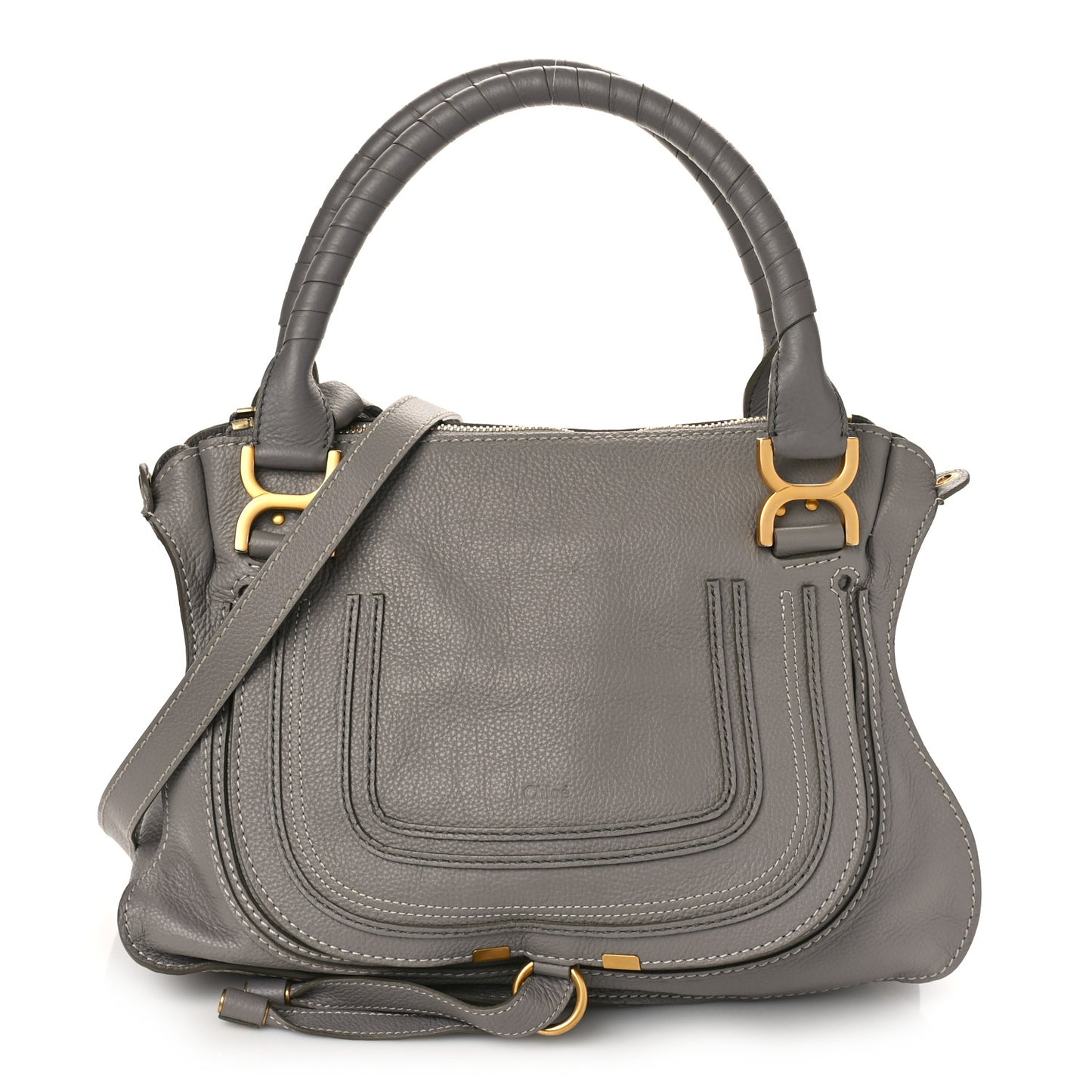 Calfskin Small Marcie Satchel Cashmere Grey