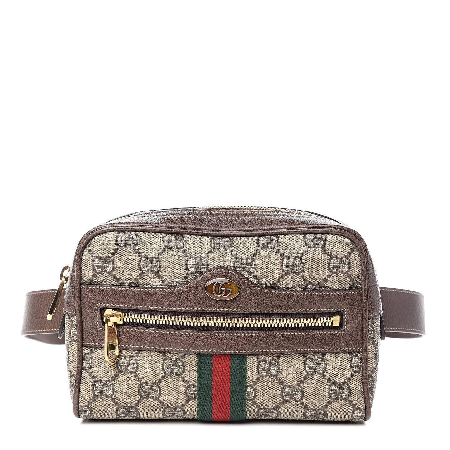GG Supreme Monogram Web Small Ophidia Belt Bag 85 34 Dark Brown