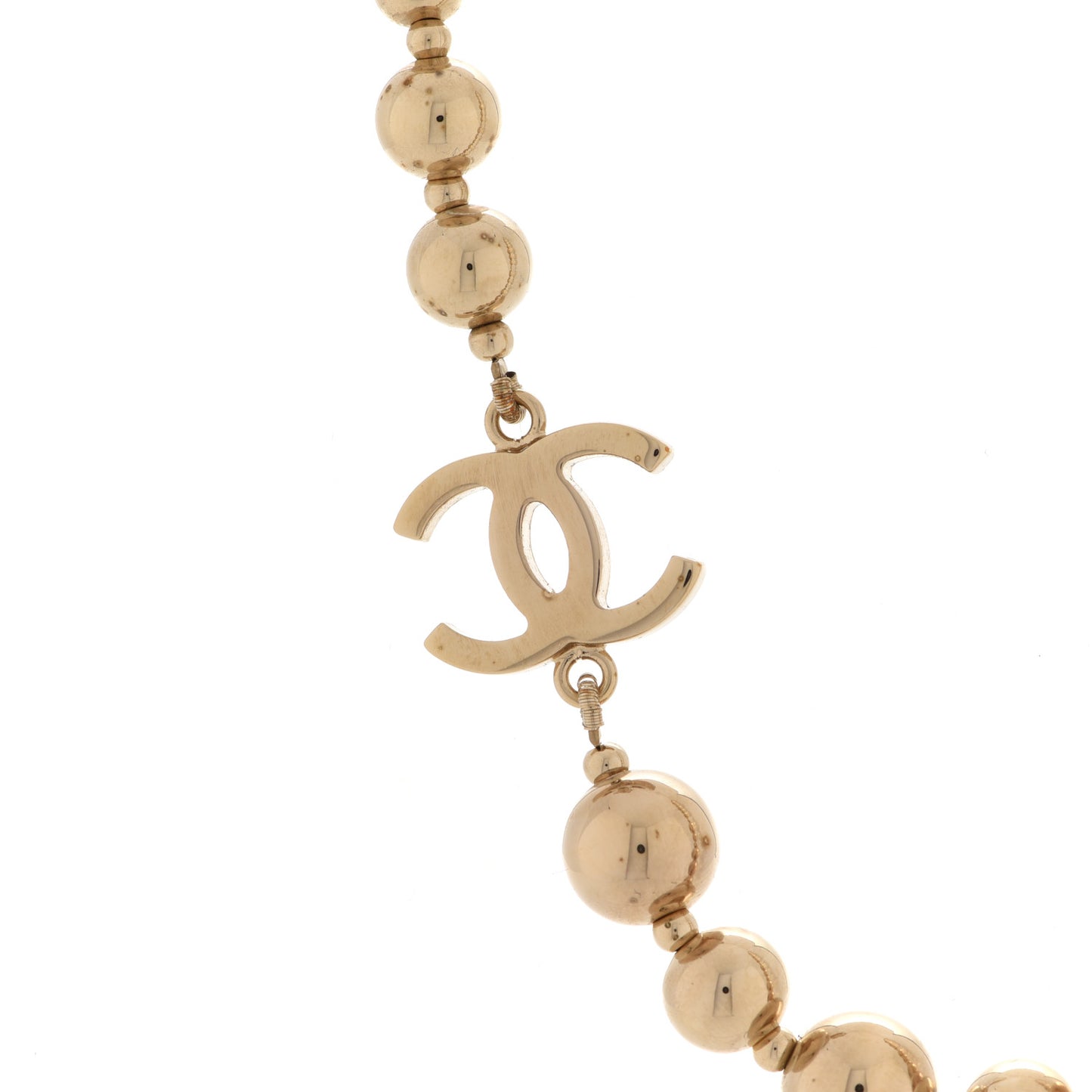 Metal Bead CC Necklace Gold