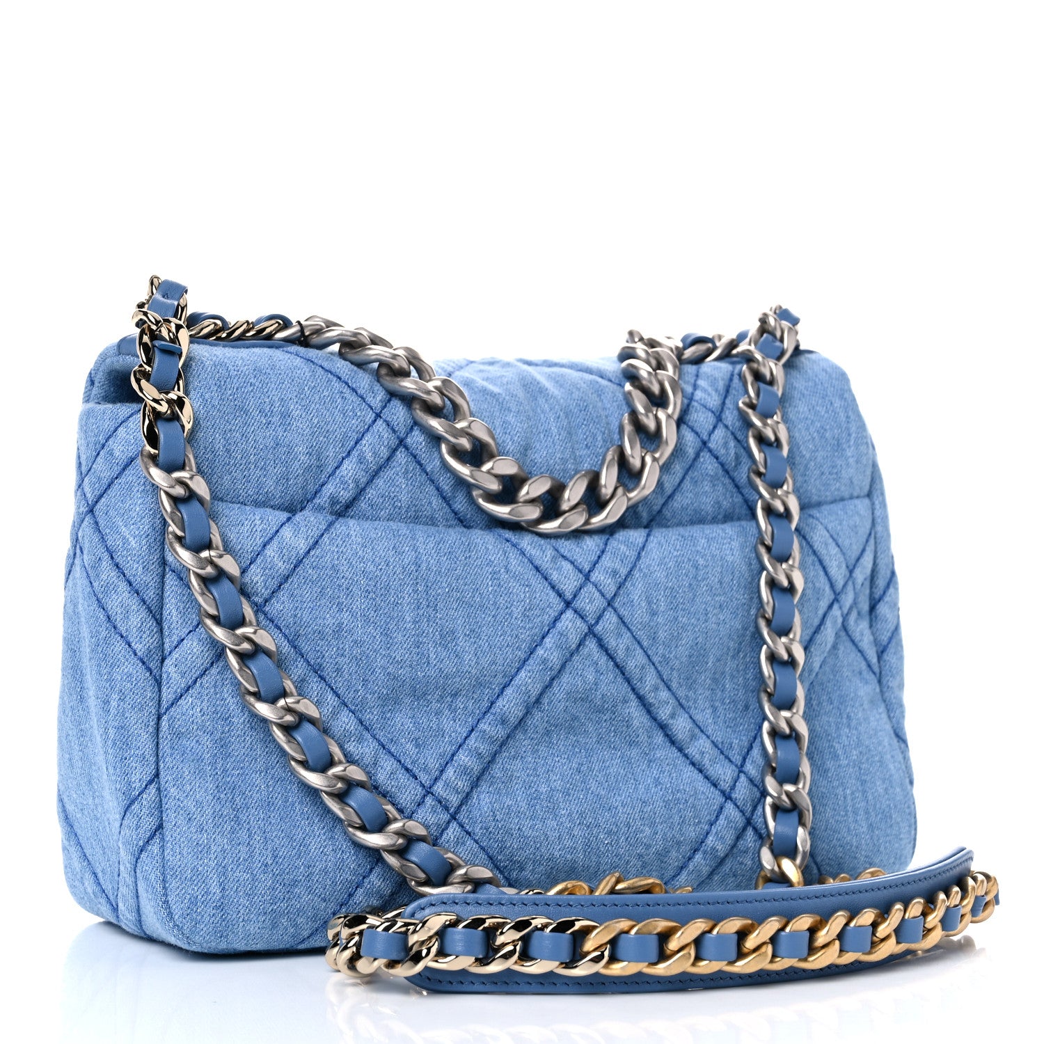 Chanel Denim Quilted Medium Chanel 19 Flap Blue 3 of 10