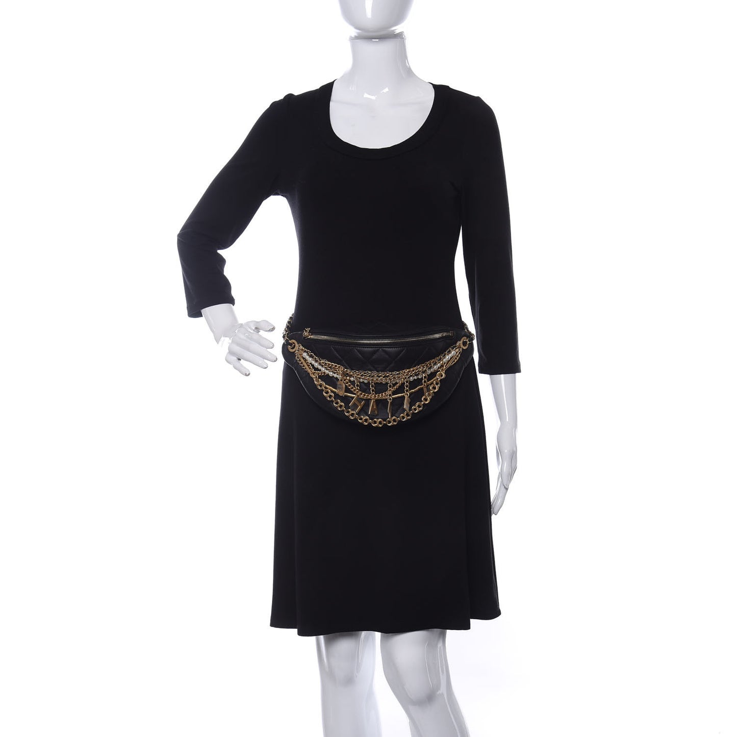 Lambskin Quilted All About Chains Waist Belt Bag Black