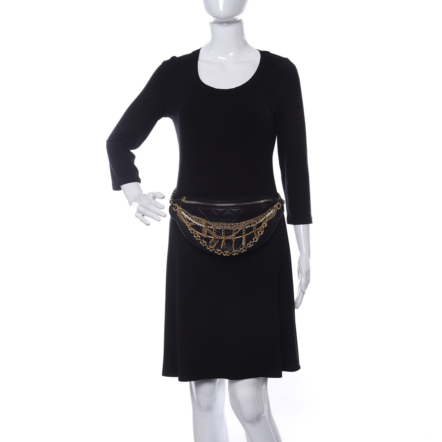 Chanel Lambskin Quilted All About Chains Waist Belt Bag Black 2 of 10