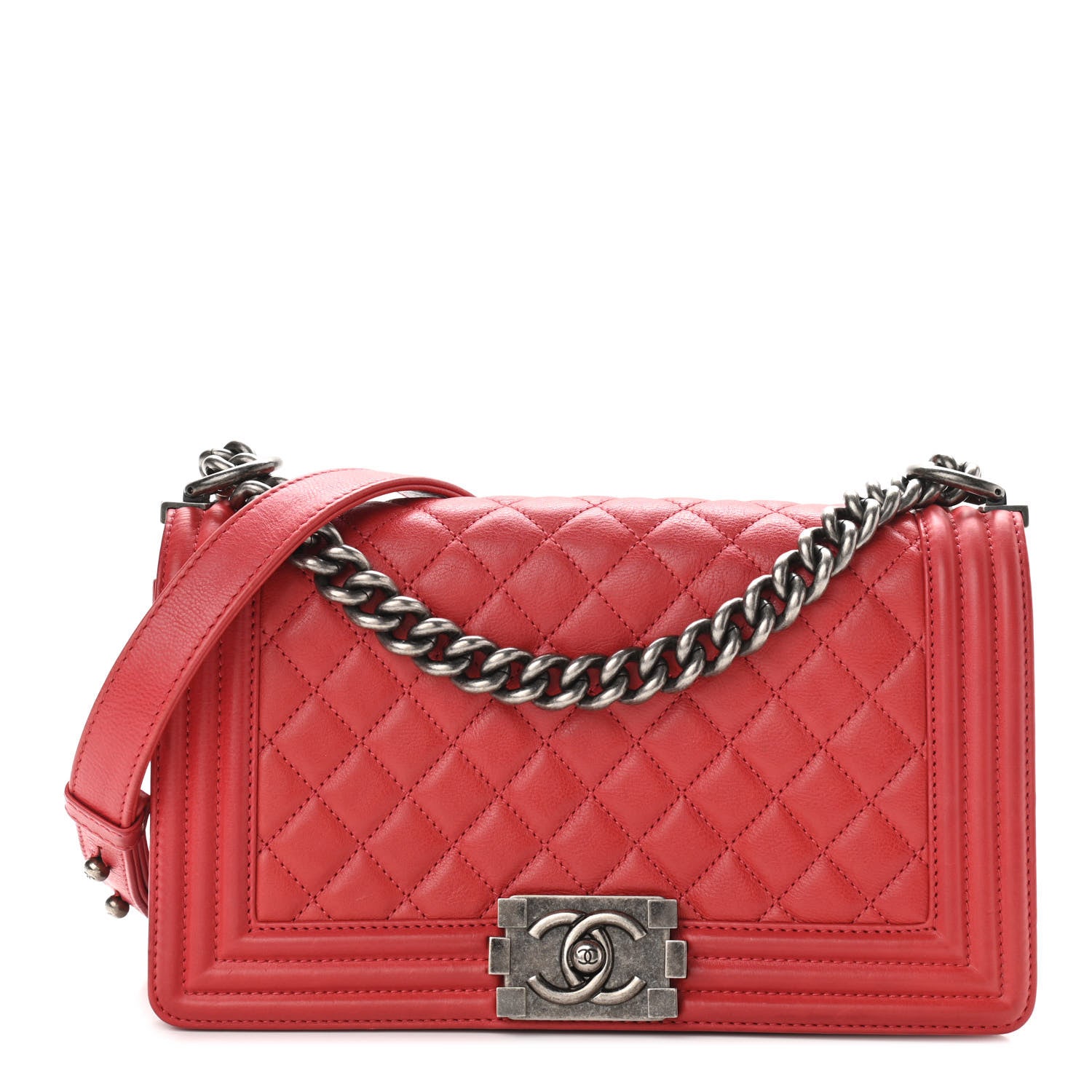 Chanel Calfskin Quilted Medium Boy Flap Red 1 of 13
