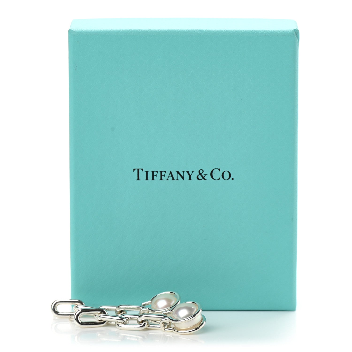 Tiffany Sterling Silver Pearl HardWear Triple Link Earrings 7 of 7