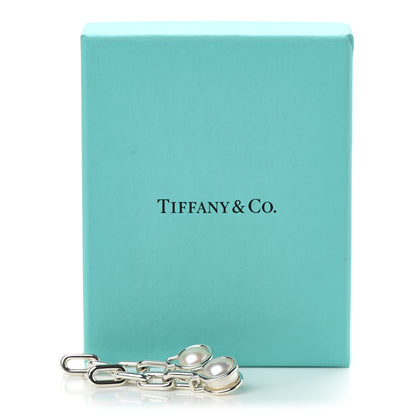 Tiffany Sterling Silver Pearl HardWear Triple Link Earrings 7 of 7