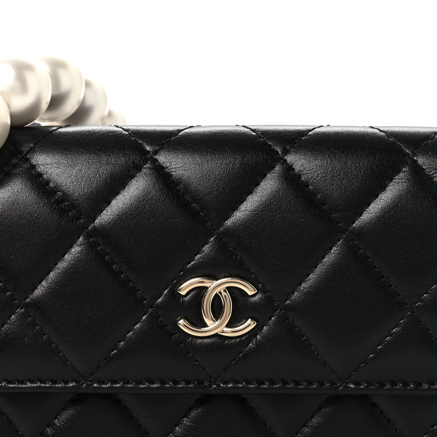 Chanel Calfskin Quilted Mini Maxi Pearls Wallet On Chain WOC Black 9 of 12
