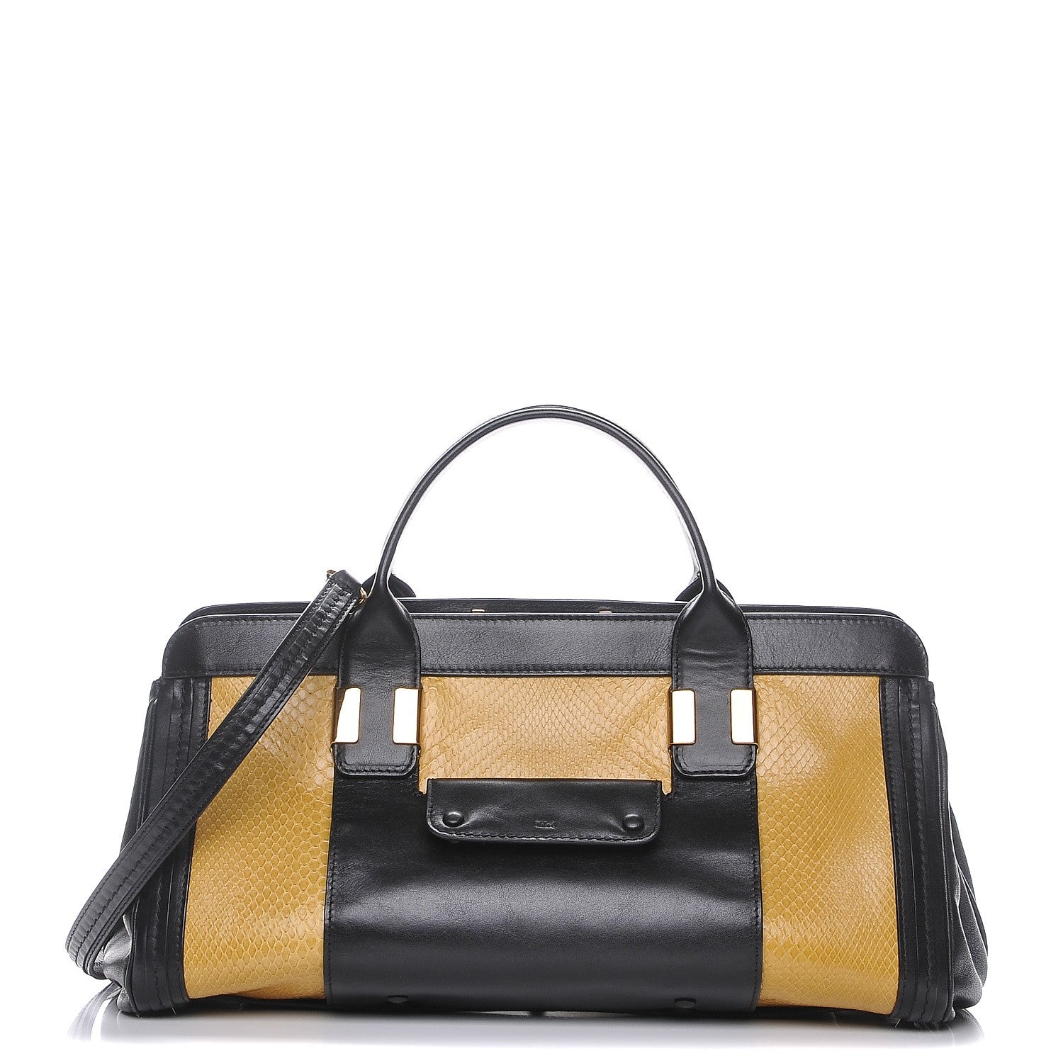 Chloe Python Calfskin Medium Alice Satchel Yellow Black 1 of 8