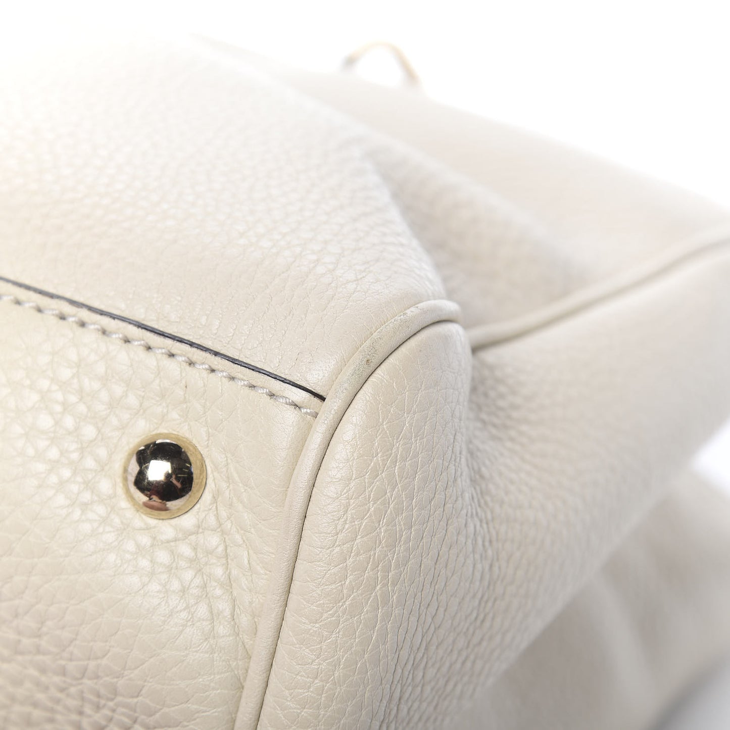 Pebbled Calfskin Medium Bamboo Shopper Tote Off White