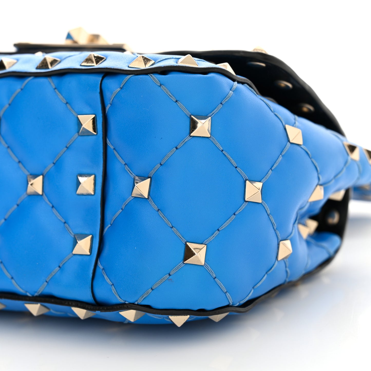 Calfskin Micro Rockstud Spike Shoulder Bag Blue Fluo