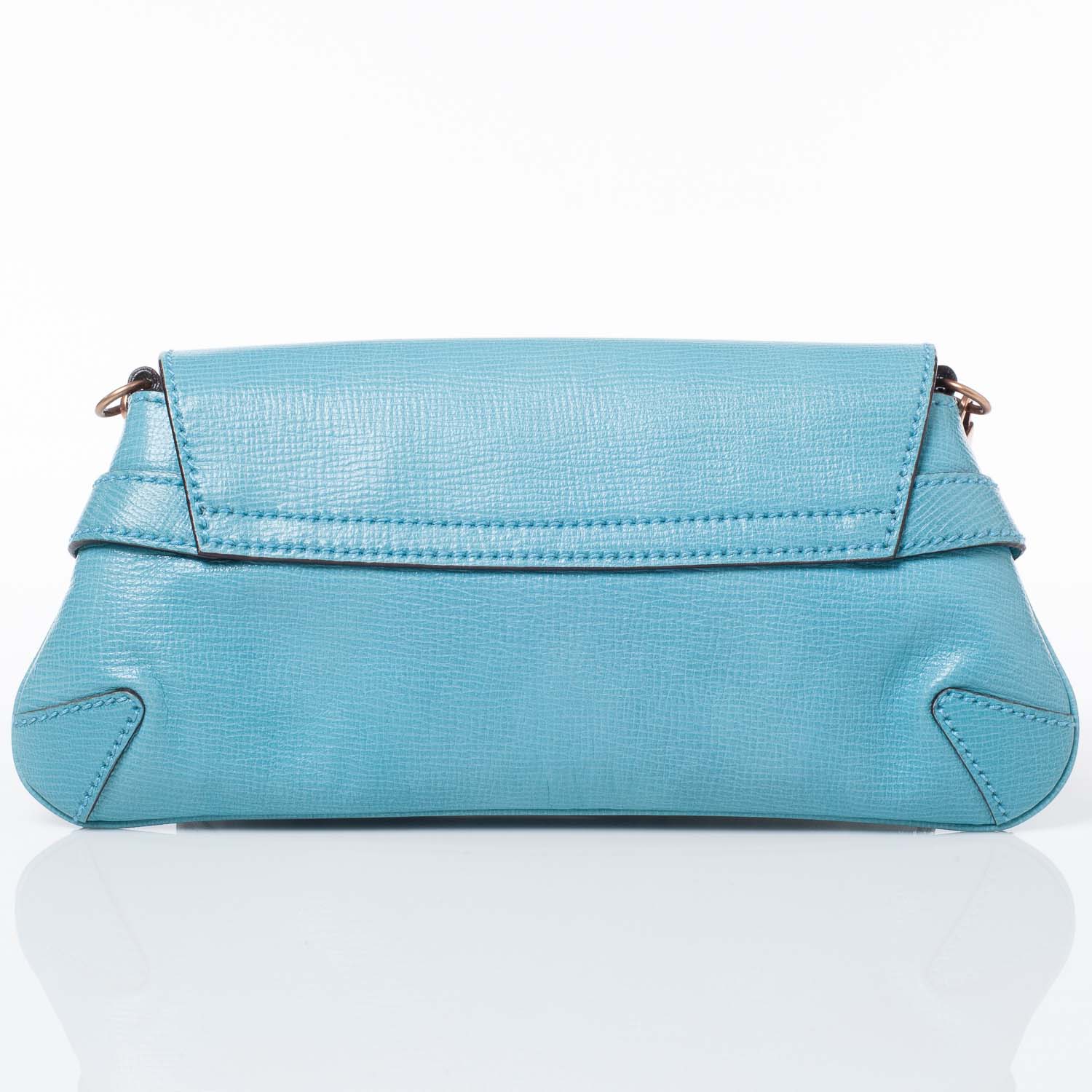 Gucci Leather Horsebit Clutch Turquoise 3 of 8