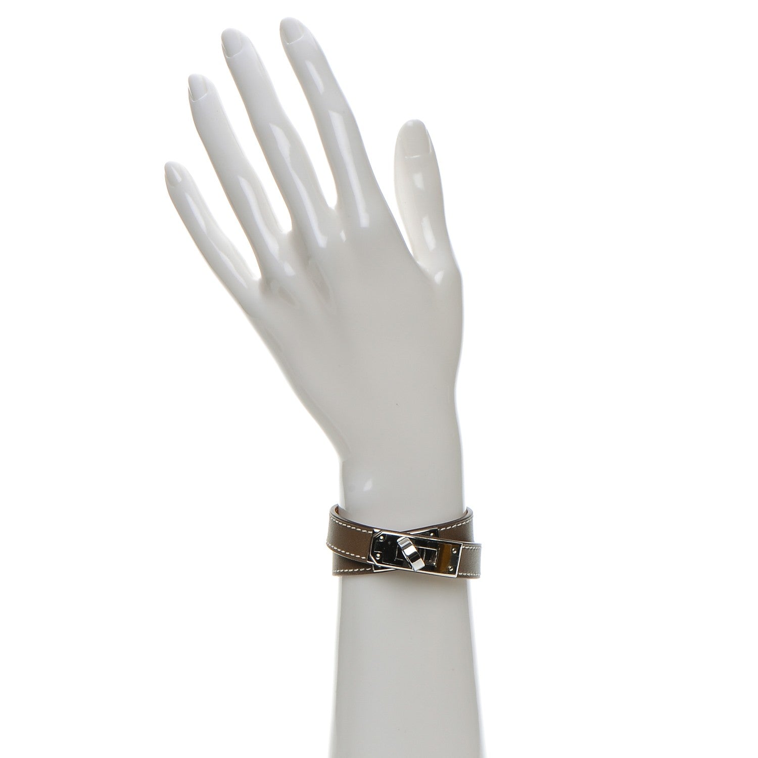 Hermes Tadelakt Kelly Double Tour Bracelet XS Etoupe 2 of 9