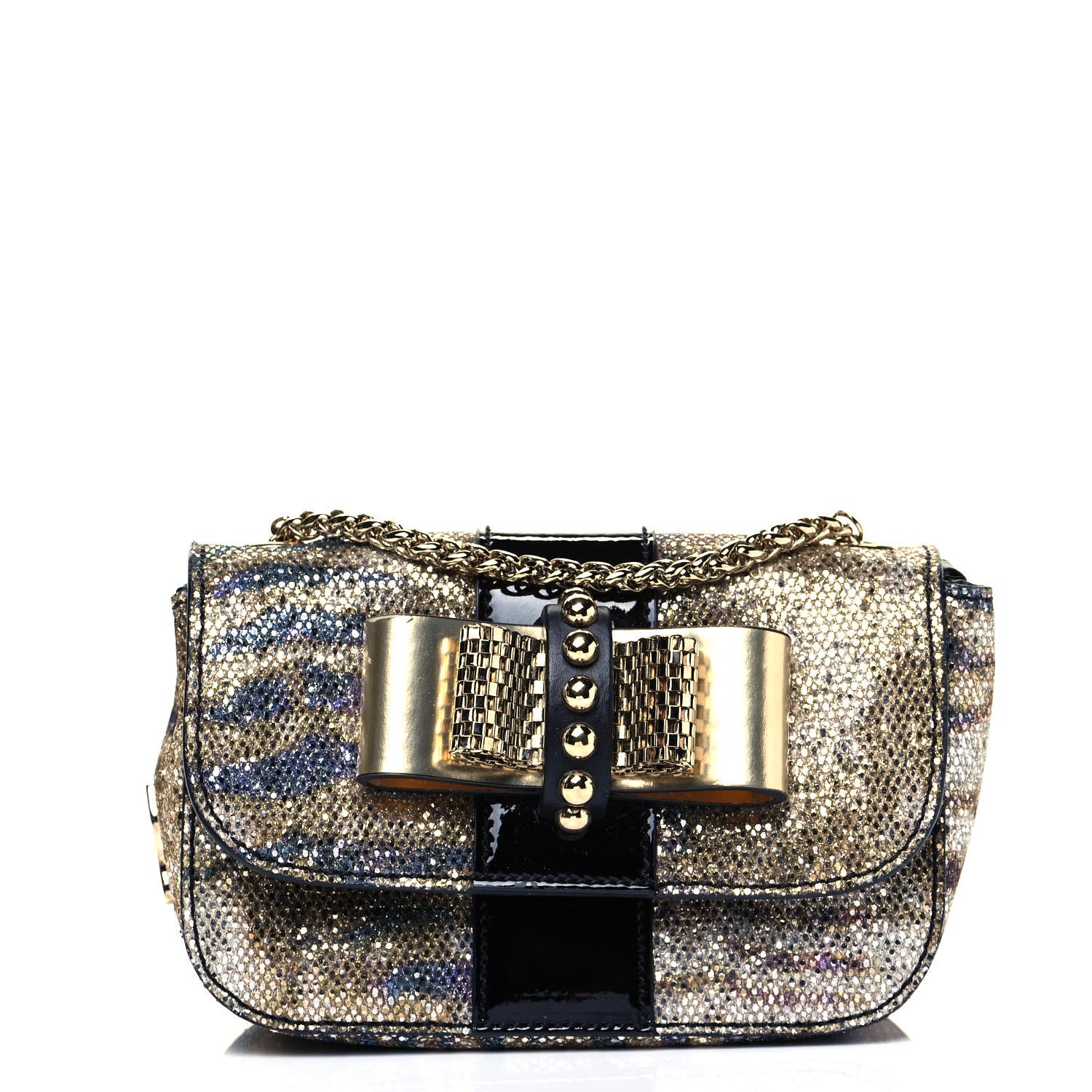 Christian Louboutin Glitter Patent Sweety Charity Crossbody Bag Multicolor Gold 1 of 9
