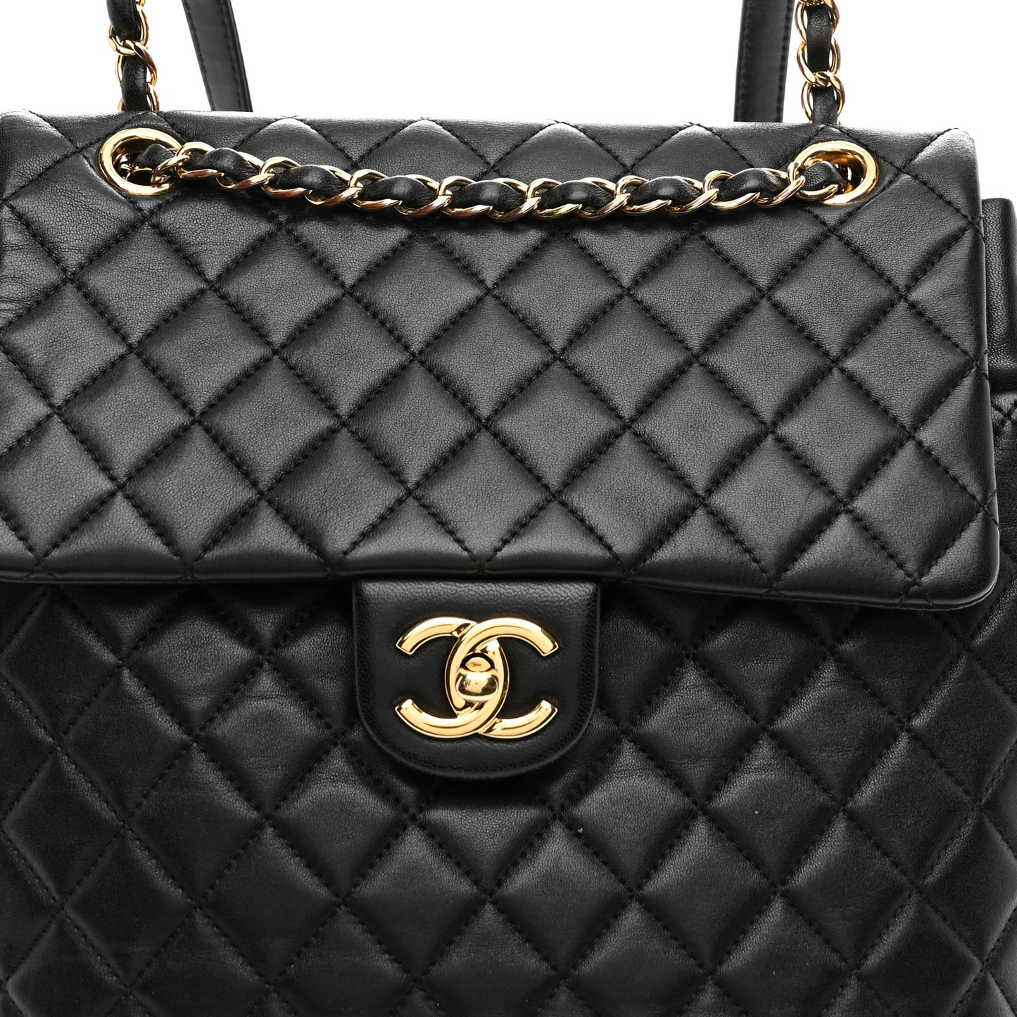 Lambskin Quilted Large Urban Spirit Backpack Black