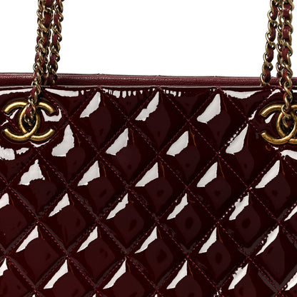 Chanel Patent Goatskin Quilted Small CC Eyelet Tote Burgundy 10 of 12