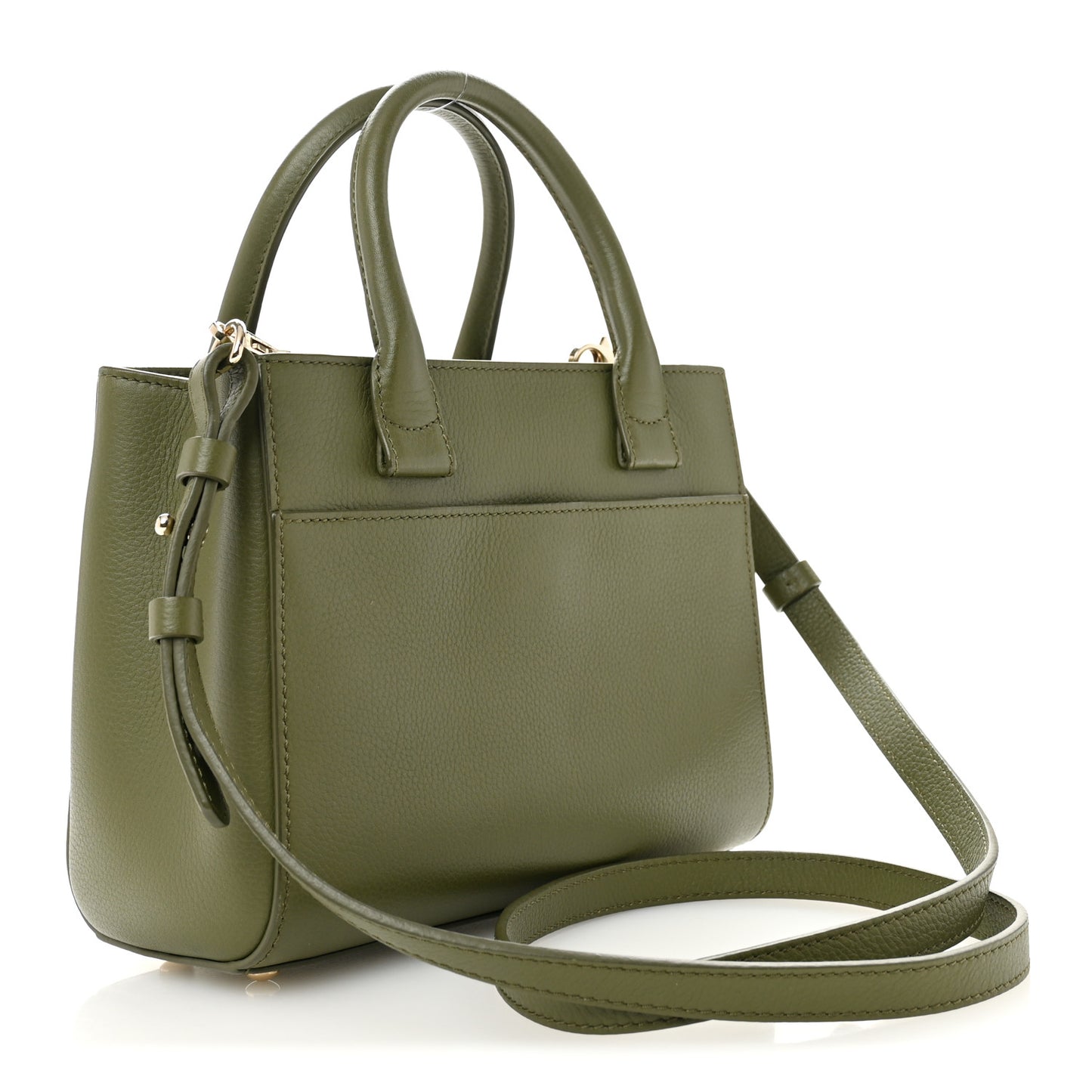 Grained Calfskin Mini Neo Executive Shopper Tote Khaki