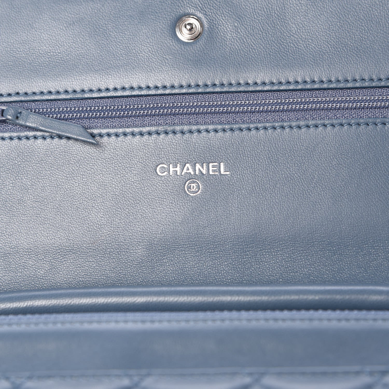 Chanel Lambskin Quilted Wallet On Chain WOC Blue 6 of 11