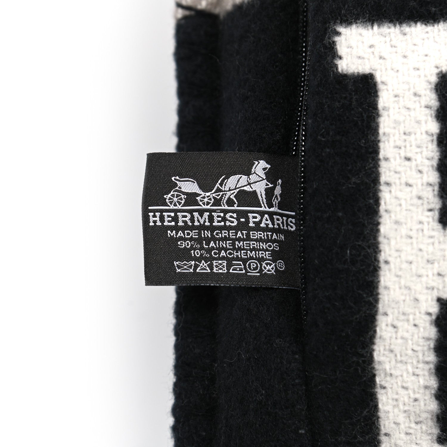 Hermes Wool Cashmere Avalon III Pillow PM Ecru Black 3 of 3