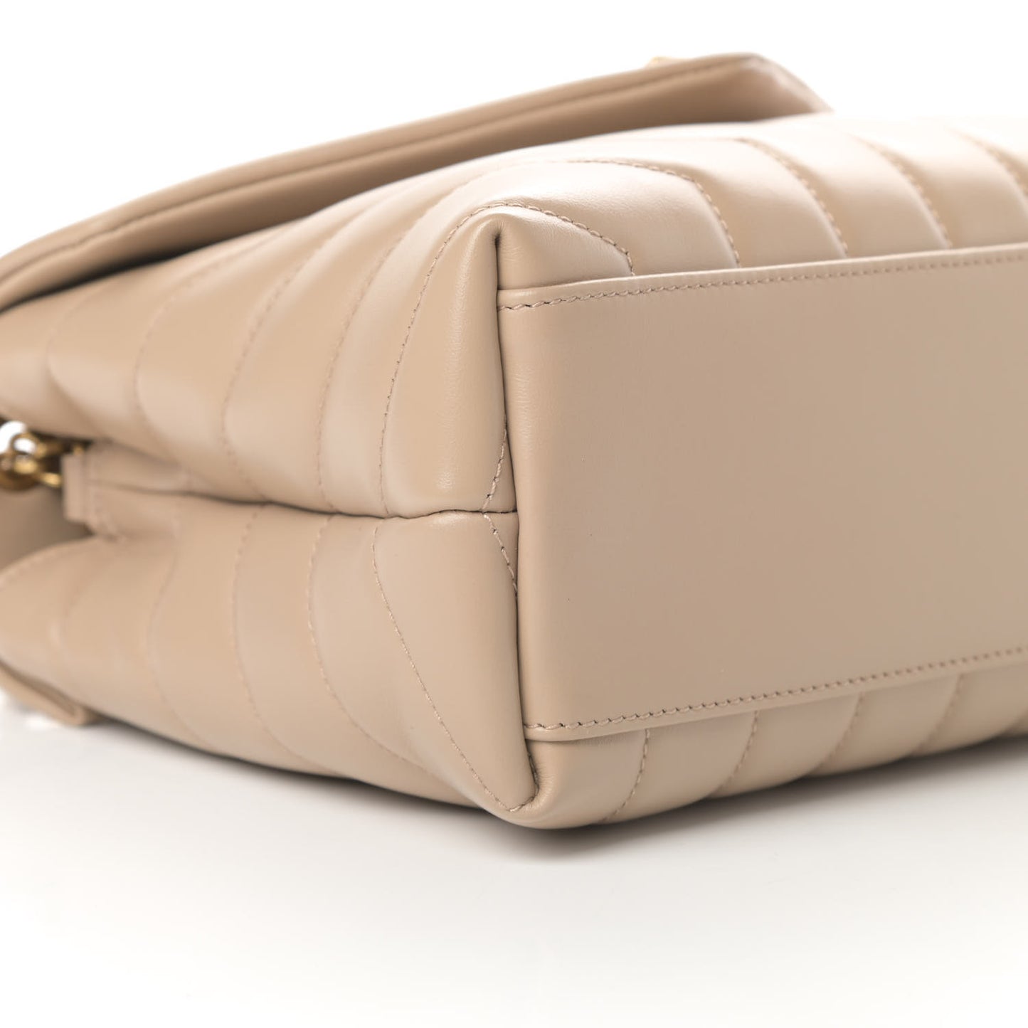 Calfskin Y Quilted Monogram Small Loulou Chain Satchel Dark Beige