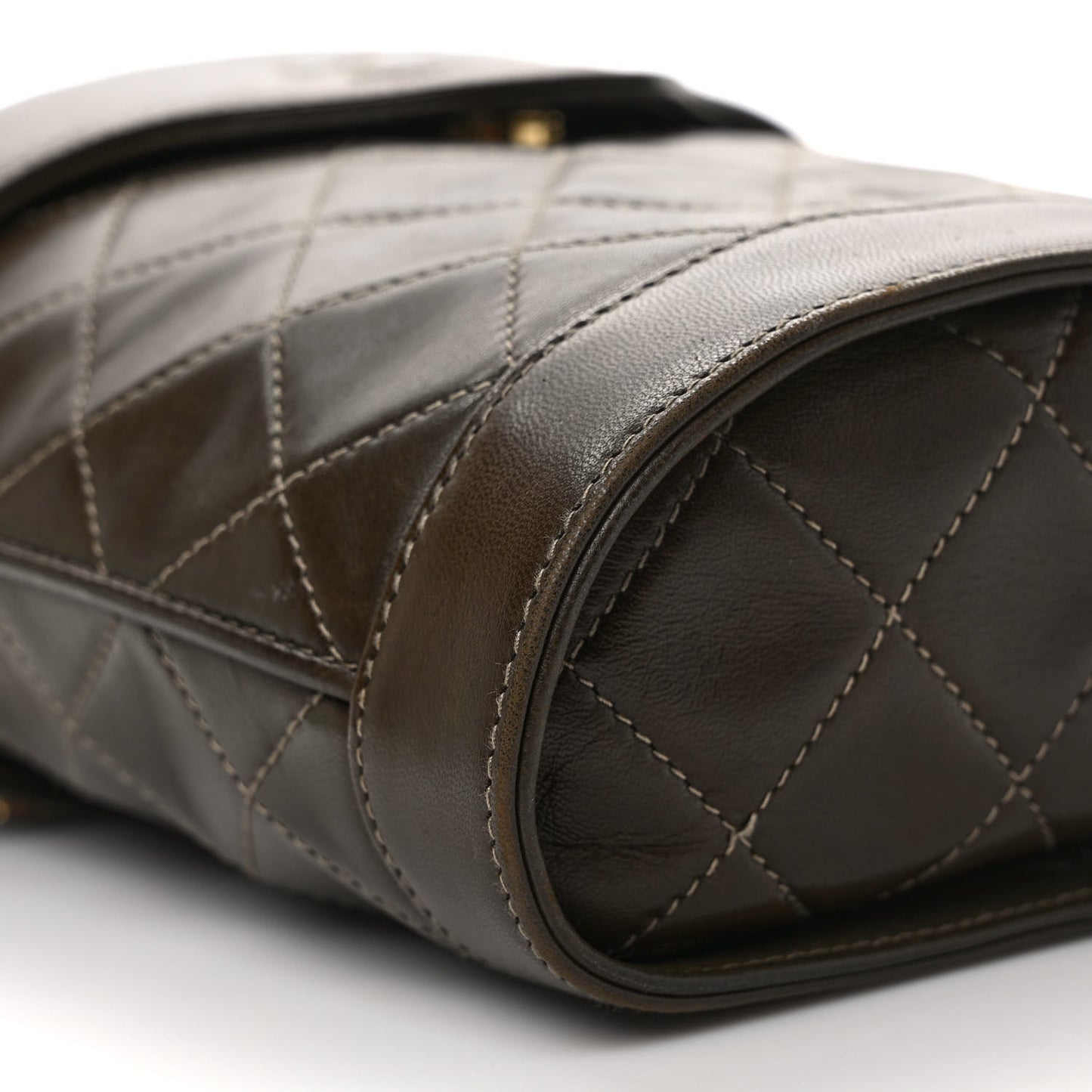 Lambskin Quilted Tassel Shoulder Bag Dark Brown