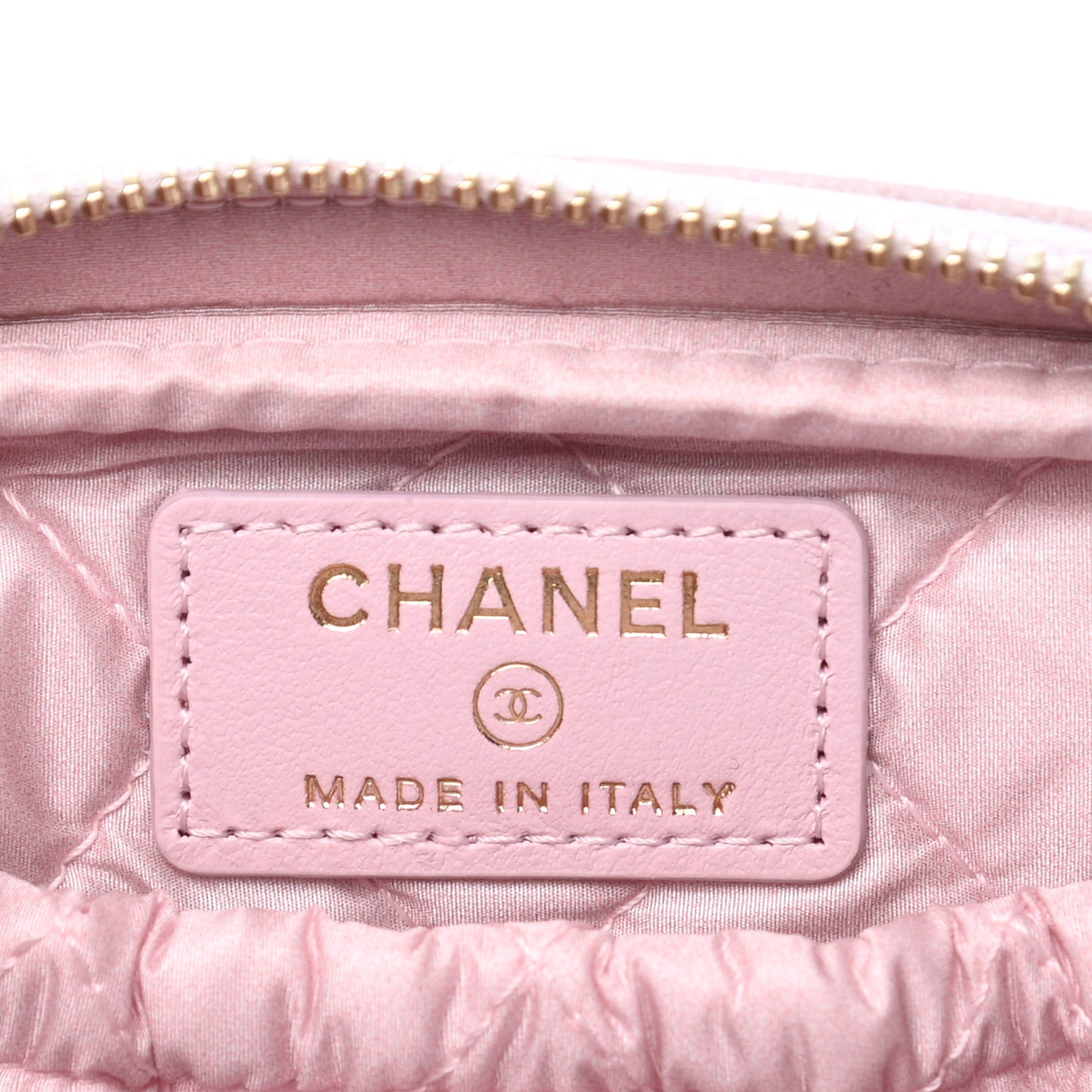 Caviar Quilted Small Curvy Pouch Cosmetic Case Light Pink