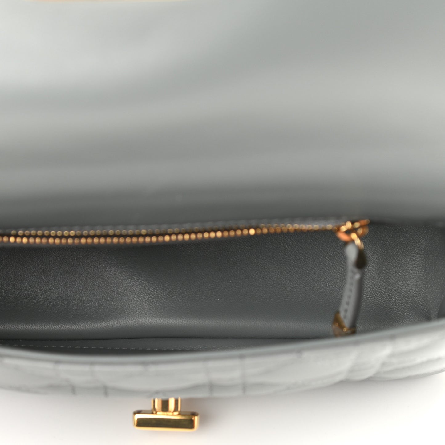Calfskin Cannage Small Caro Bag Grey