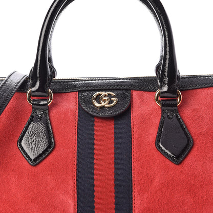 Gucci Suede Patent Web Medium Ophidia Boston Hibiscus Red Black 16 of 16