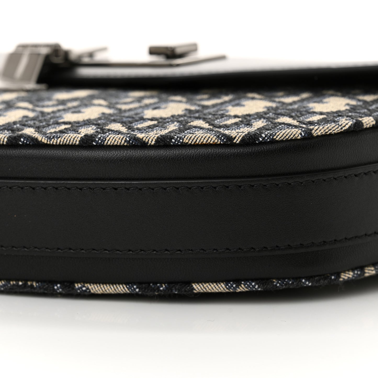 Oblique Smooth Calfskin Saddle Messenger Beige Black