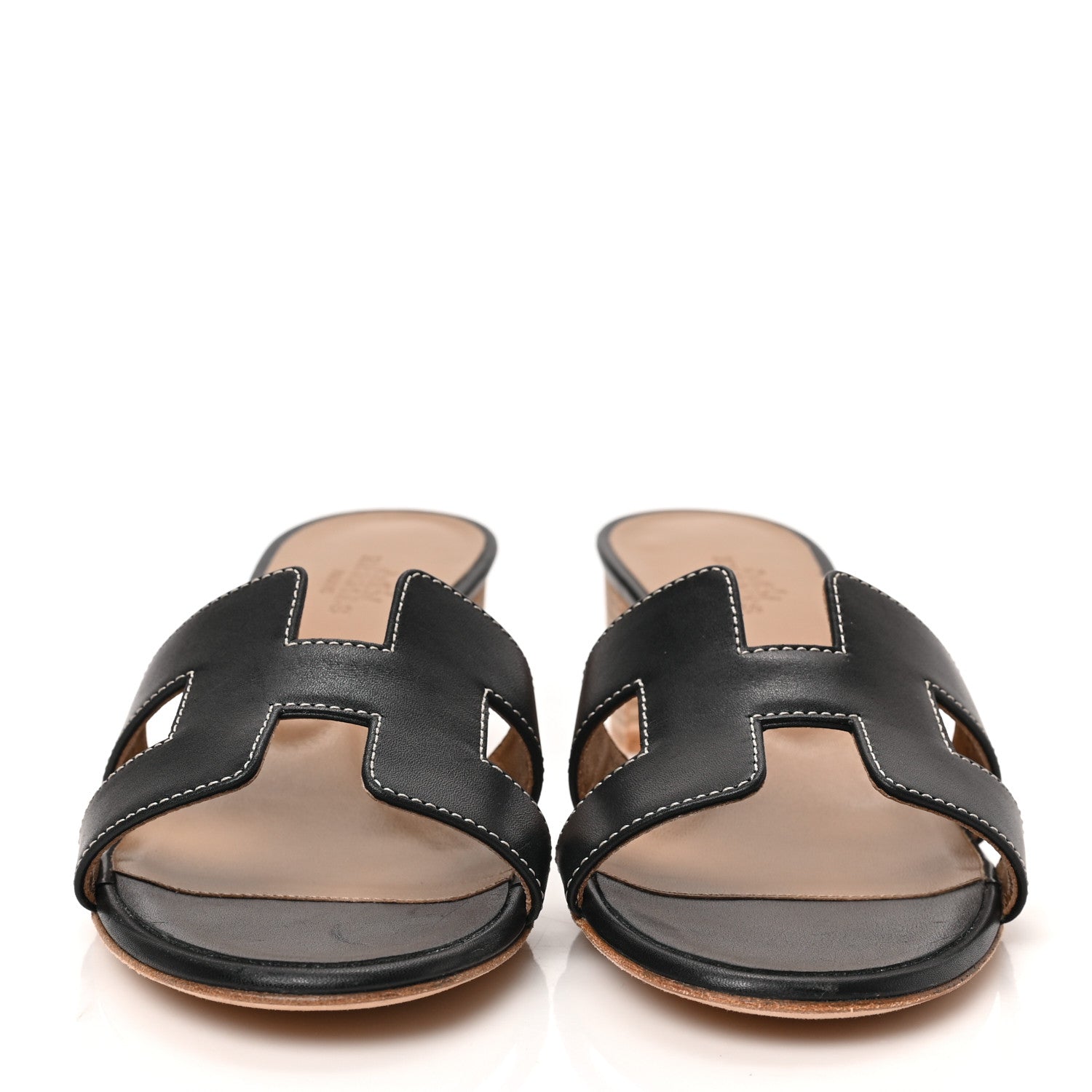 Hermes Calfskin Oasis Sandals 36.5 Black 2 of 8