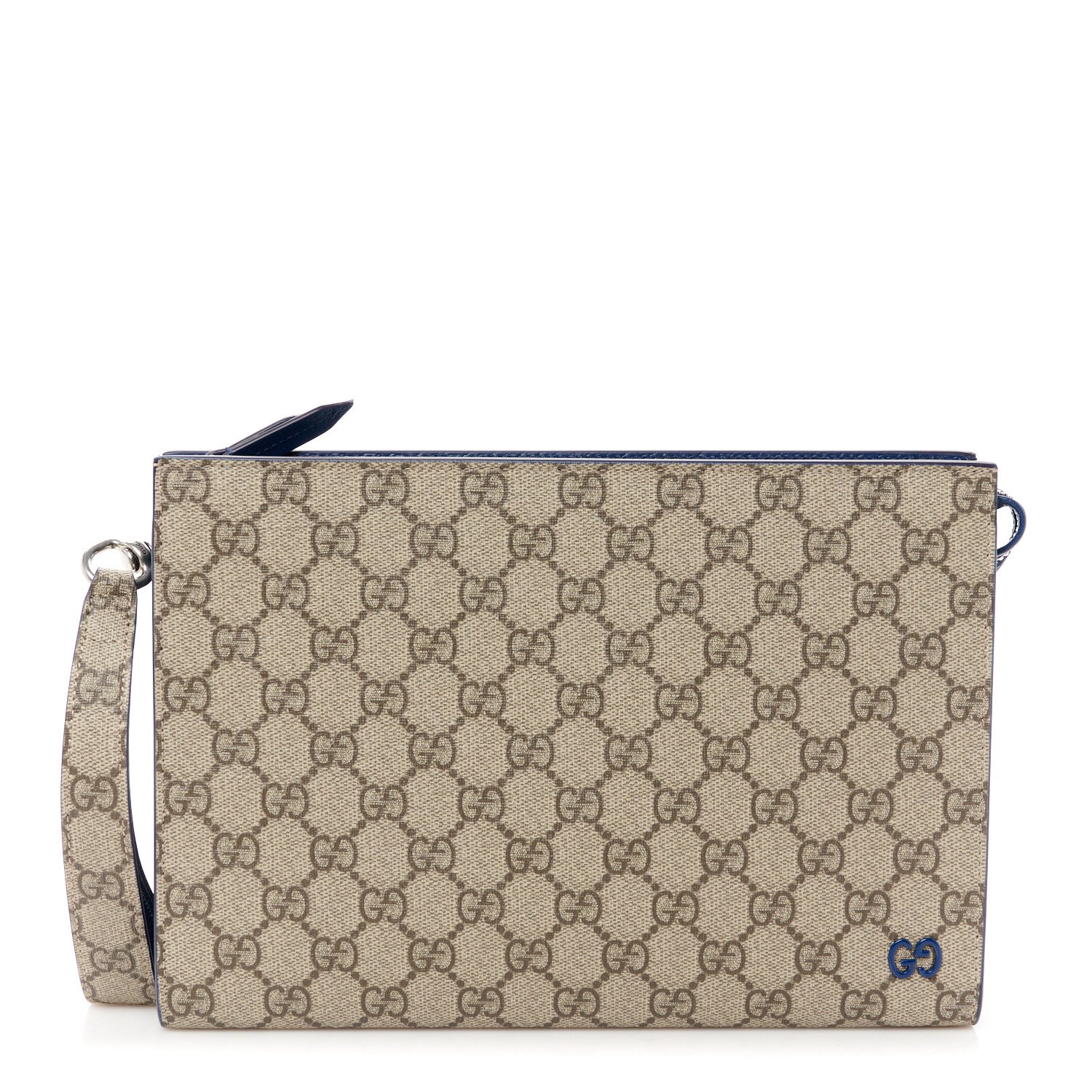 Gucci GG Supreme Monogram Bi-Color Small Zip Wristlet Pouch Beige Ebony Royale 1 of 11