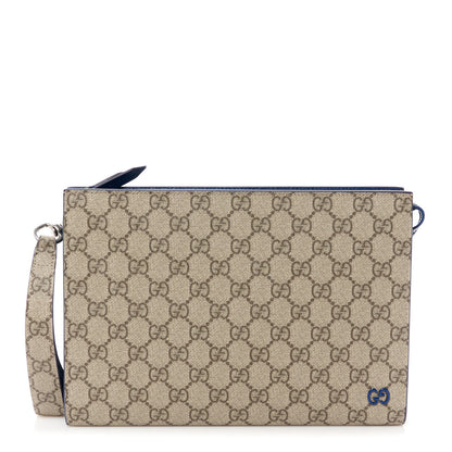 Gucci GG Supreme Monogram Bi-Color Small Zip Wristlet Pouch Beige Ebony Royale 1 of 11