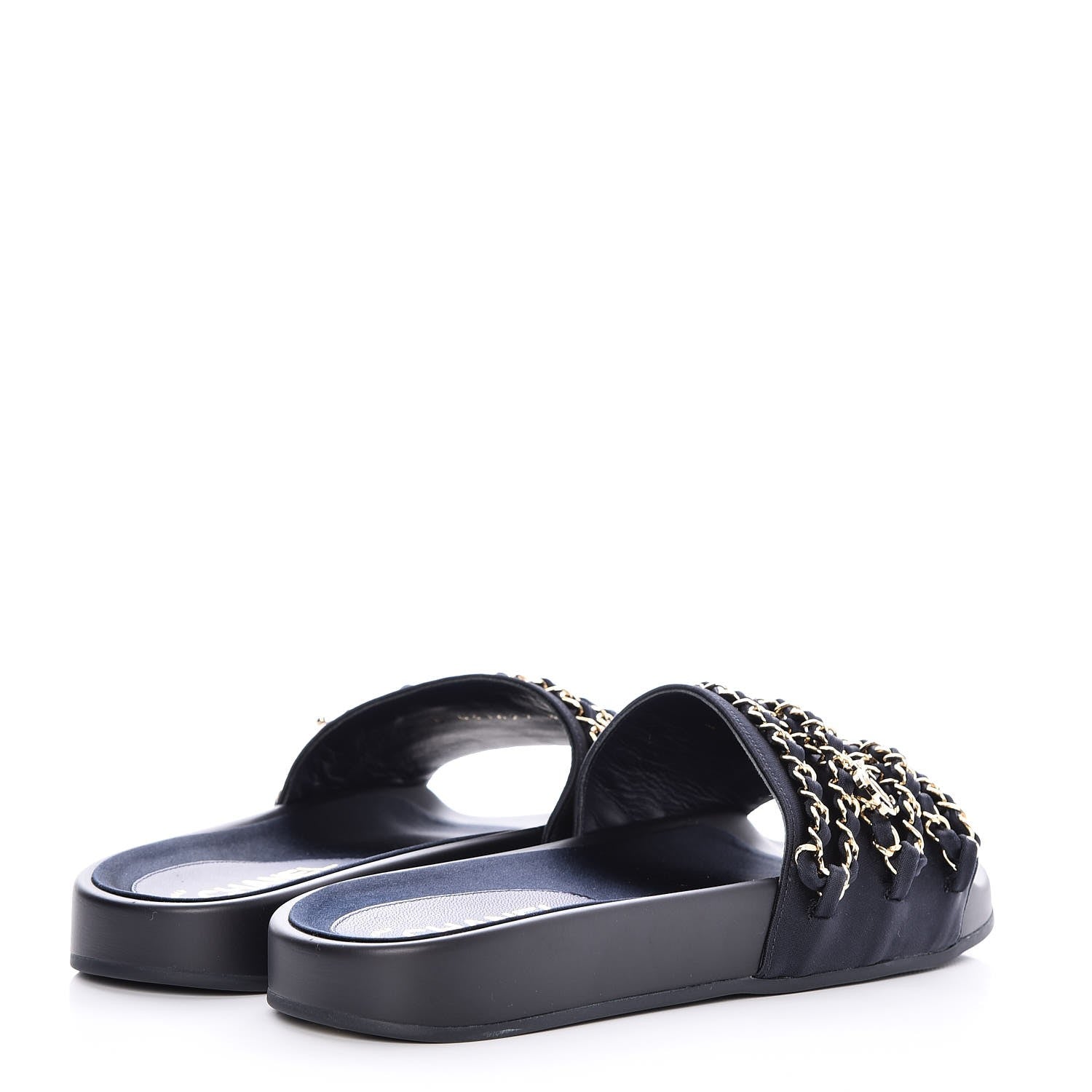 Chanel Nylon Chain Flat Sandals 37 Marine 4 of 9