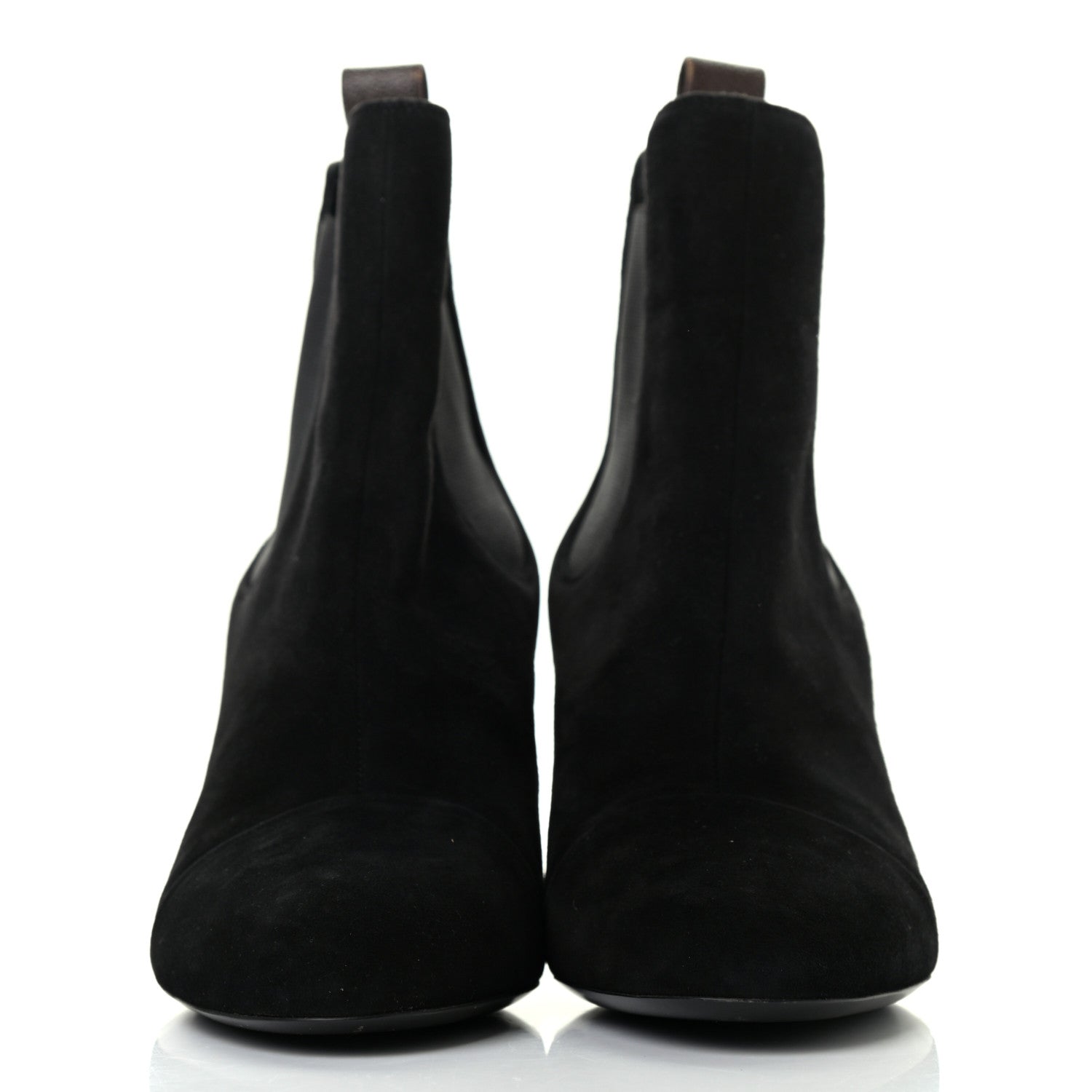 Louis Vuitton Suede Monogram Uniformes Cap Toe Chelsea 75mm Ankle Boots 39 Black 2 of 7